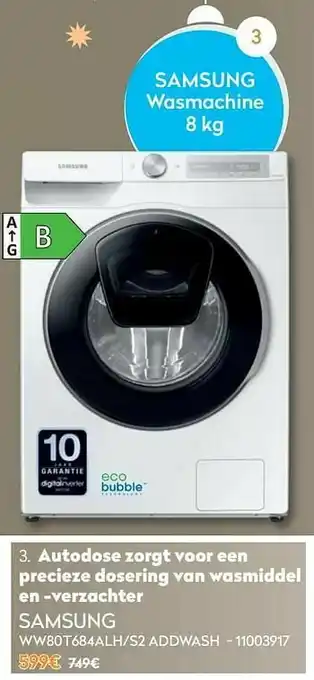 Krëfel Samsung wasmachine ww80t684alh-s2 addwash aanbieding