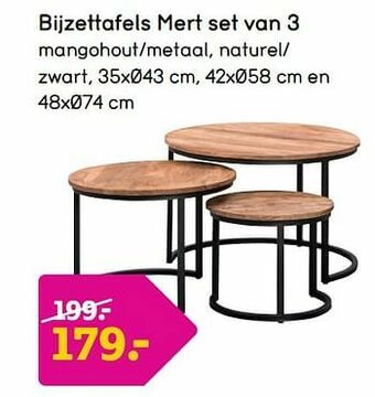 Leen Bakker Bijzettafels mert set van 3 aanbieding