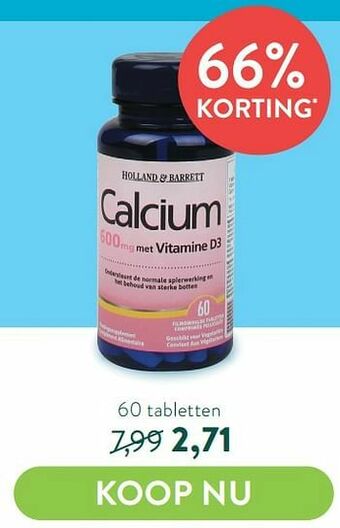 Holland & Barrett Calcium met vitamine d3 aanbieding