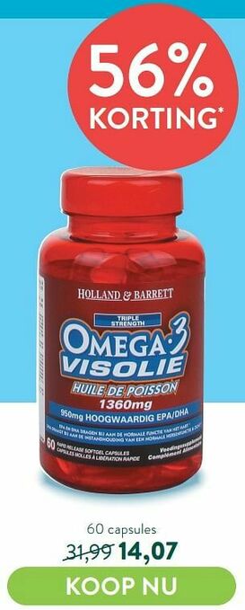 Holland & Barrett Omega 3 visolie aanbieding