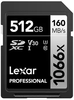 Coolblue Lexar Professional SDXC 1066x SILVER 512GB 120MB/s aanbieding