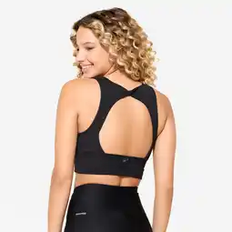 Decathlon Cropped sporttop gemiddelde ondersteuning zwart aanbieding