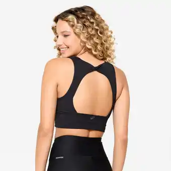 Decathlon Cropped sporttop gemiddelde ondersteuning zwart aanbieding