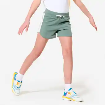 Decathlon Sportshort voor meisjes katoen groen aanbieding