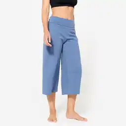 Decathlon Capribroek met hoge taille voor yoga dames komeetblauw aanbieding