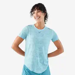 Decathlon Ademend technisch padelshirt voor dames korte mouwen blauw aanbieding