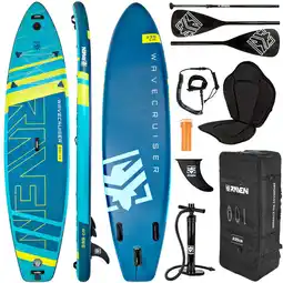 Decathlon SUP board WaveCruiser Blauw/Lime met GoPro-vatting aanbieding