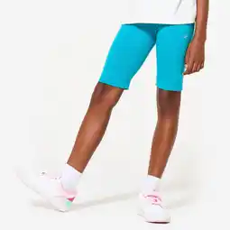 Decathlon Multisport bikershort in katoen voor meisjes turquoise aanbieding