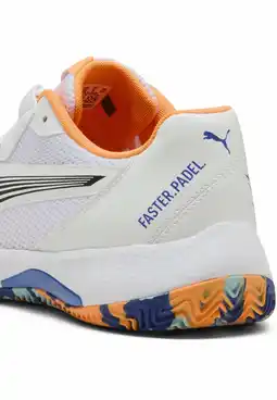 Decathlon NOVA Court padelschoenen PUMA White Black Vivid Blue Heat Fire aanbieding