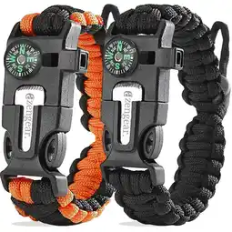 Decathlon Paracord Survival Armband: Vuursteen en stalen vuurstarter, fluitje, kompas aanbieding