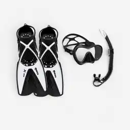 Decathlon Snorkelset vinnen duikbril snorkel Tropical zwart wit aanbieding