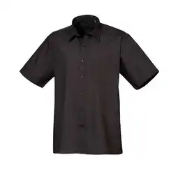 Decathlon Heren Poplin overhemd met korte mouwen (Zwart) aanbieding