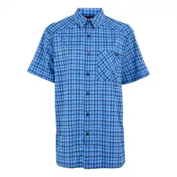 Decathlon Heren Begarno Geruit Overhemd Met Korte Mouwen (Moonlight Denim/Navy) aanbieding