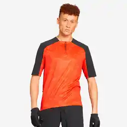 Decathlon MTB-SHIRT MET KORTE MOUWEN EXPL 500 ROOD aanbieding