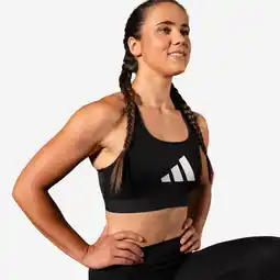Decathlon Sportbeha bedrukt met logo Adidas voor dames - zwart aanbieding