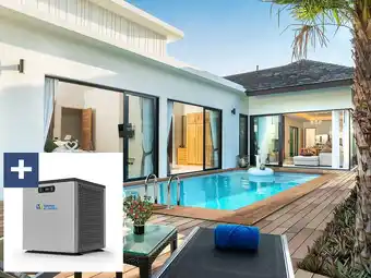 Decathlon Houten zwembad rechthoekig Aruba- 500 x 300 x 124 cm + Mini warmtepomp 3,5 kW aanbieding