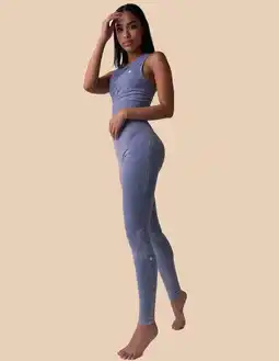 Decathlon Set Legging + top naadloze Hoge Taille Dames Stone aanbieding
