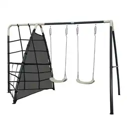 Decathlon AXI Metalen schommelset in antraciet & crème, 2 schommelsets & klimnet aanbieding
