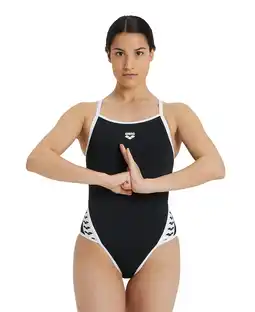 Decathlon Arena Damesbadpak Icons Superfly Back - Zwart/Wit aanbieding