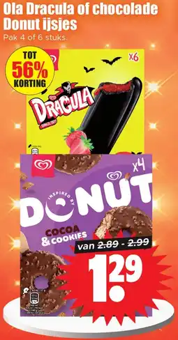 Dirk Ola Dracula of chocolade Donut ijsjes aanbieding