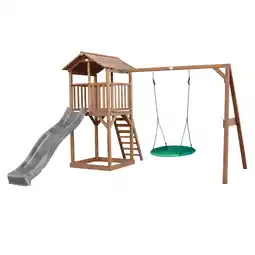 Decathlon AXI Beach Tower Speeltoren, Nestschommel, Grijze glijbaan aanbieding