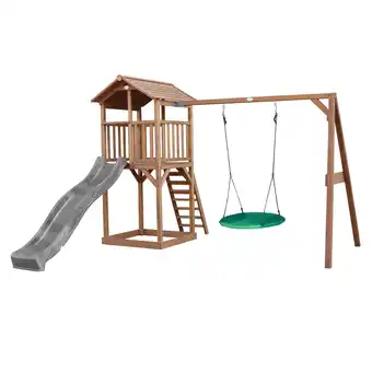 Decathlon AXI Beach Tower Speeltoren, Nestschommel, Grijze glijbaan aanbieding