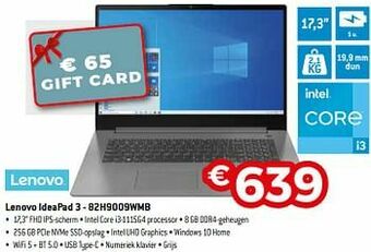 Exellent Lenovo ideapad 3 - 82h9009wmb aanbieding