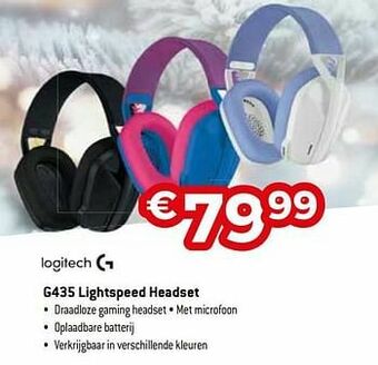 Exellent Logitech g435 lightspeed headset aanbieding