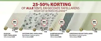 Jysk 25-50% Korting Op Alle Vinyl En Gecoate Tafellakens aanbieding