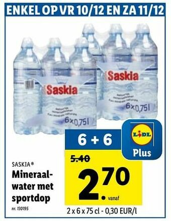 Lidl Mineraalwater met sportdop aanbieding