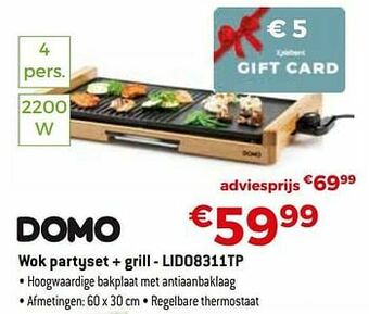 Exellent Domo elektro wok partyset + grill - lido8311tp aanbieding