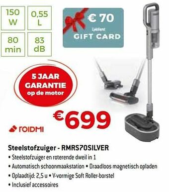 Exellent Roidmi steelstofzuiger - rmrs70silver aanbieding