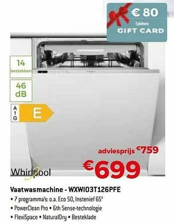 Whirlpool vaatwasmachine - wxwio3t126pfe