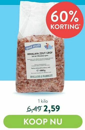 Holland & Barrett Himalaya zout grof aanbieding