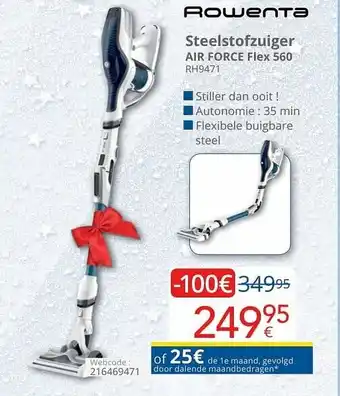 Eldi Rowenta Steelstofzuiger Air Force Fiex 560 aanbieding