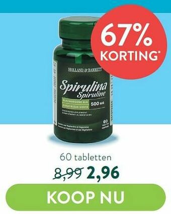 Holland & Barrett Spirulina spiruline aanbieding