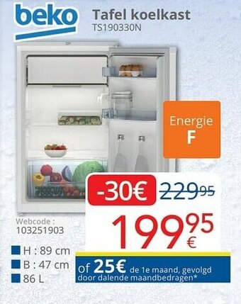 Eldi Beko Tafel koelkast aanbieding