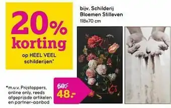 Leen Bakker Schilderij bloemen stilleven aanbieding
