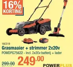 Cevo Powerplus grasmaaier + strimmer 2x20v POWDPG75622 aanbieding