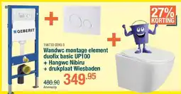 Cevo Wandwc montage element duofix basic UP100 + Hangwc Nibiru + drukplaat Wiesbaden aanbieding