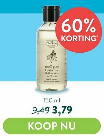 Holland & Barrett 100% pure castorolie aanbieding