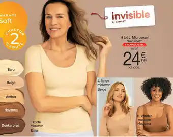 Damart Zonder mouwen Havanna. korte mouwen Ecru, lange mouwen Beige aanbieding