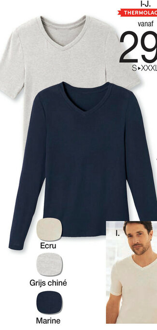 Damart Korte mouwen, V-hals Niveau 3 - Marine, Ecru, Grijs aanbieding