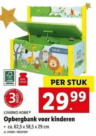 Lidl Opbergbank voor kinderen aanbieding