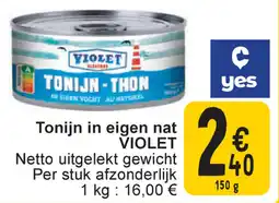 Cora Tonijn in eigen nat Violet aanbieding