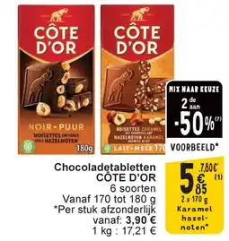Cora Côte d'Or Chocoladetabletten aanbieding
