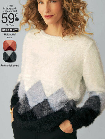 Damart Pull in jacquard, ruitjesmotief aanbieding