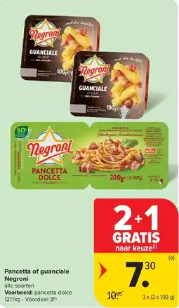 Carrefour Pancetta of guanciale Negroni aanbieding