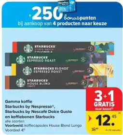 Carrefour Gamma koffie Starbucks by Nespresso , Starbucks by Nescafé Dolce Gusto en koffiebonen Starbucks aanbieding