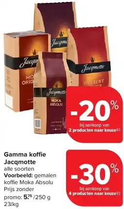 Carrefour Gamma koffie Jacqmotte aanbieding
